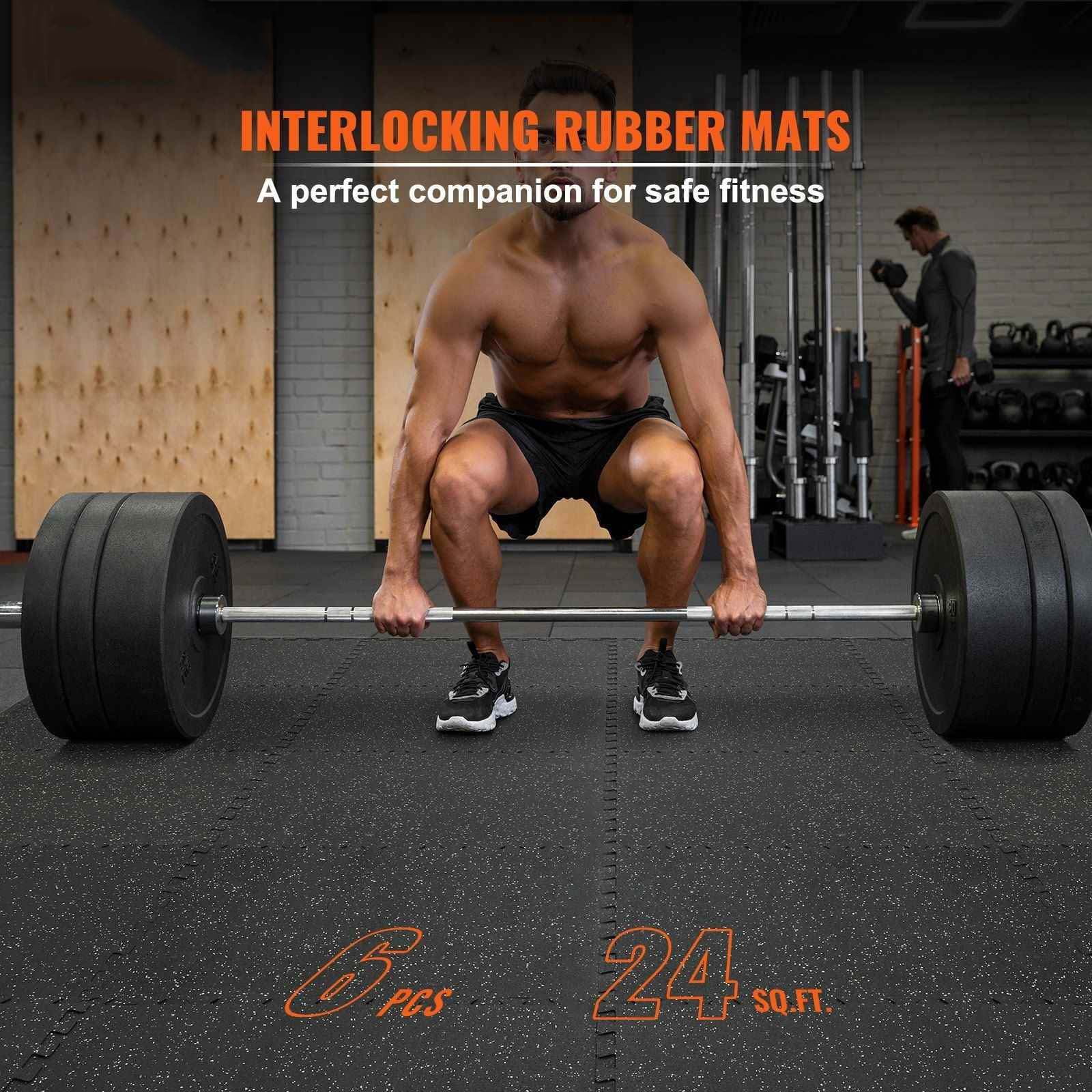 EVA Foam Floor Mats 6-Pack, 24x24 inch, 0.56in Thick Interlocking Rubber Tiles for Gym, Home Workout, Playroom - 24 Sq Ft Protective Flooring