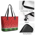thumbnail image 4 of Watermelon Background with Seed Woman Leather Handbags Large Tote Bag Fashion Portable Handbags With Zipper, 4 of 7