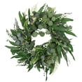 thumbnail image 2 of Northlight Eucalyptus and Fern Mixed Foliage Artificial Spring Wreath - 24", 2 of 9