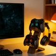 thumbnail image 4 of Wooden Gaming Stand 2-Layer For Controller And Headphone With Multi Storage Space And Natural Wood Texture, 4 of 7