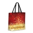 thumbnail image 2 of Naloa Red Gold Glitter Tote Bag for Women, Foldable Tote Bag With Zipper, Large Shoulder Bag, Top Handle Handbag for Travel, Work, Shopping, 2 of 9
