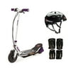 Razor E100 Electric Motorized Scooter, With Youth Helmet, Elbow & Knee Pad Set