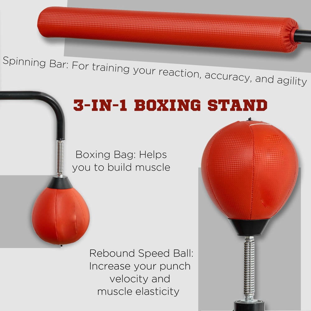 Barara King Punching Bag, 4.6'-6.7' Boxing Bag for Training Equipment, Red