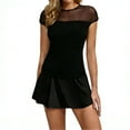 thumbnail image 2 of ZHYou Short Sleeve Shirts for Women Sheer Mesh Crew Neck Pullover Trendy Bodysuits Tops,Black,S-2XL, 2 of 9