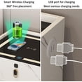 thumbnail image 3 of White Bedside Table with Charging Station and USB Ports，Modern LED Night Stand，2 Drawer Nightstand，Nightstand with Storage, Smart Bedside Tables (Size : Light Gray), 3 of 8