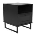thumbnail image 2 of Merrick Lane Mid-Century Modern Wooden Bed Side Table/Nightstand with Drawer and Shelf in Black Finish, 2 of 12
