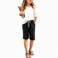 thumbnail image 3 of Kaprioy Running Shorts for Girls Girls Bermuda Shorts Knee Length Straight Leg Shorts Loose Casual Solid Drawstring Elastic Waist Short Pants Bermuda Shorts Kids, 3 of 6