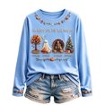 thumbnail image 2 of Womens Crew Neck Sweatshirt Long Sleeve "I'M READY FOR THE 'BER MONTHS" Pullover Tops Ghost Turkey Pumpkin Print Casual Loose Fall Tee Light Blue XXL, 2 of 4