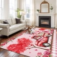 thumbnail image 3 of Valentine's Day Washable Area Rug 5 x 8 ft Roses Love Heart Truck Gnome Rustic Pink, Soft Non Slip Rugs Stain Repellent Indoor Felt Carpet for Living Dining Room Bedroom Home Office, 3 of 9