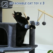 PAWZ Road 69 Cat Tree for Indoor Cats Multi-Level Cat Condo with Large Hammock Perch and 5 Scratching Posts, Dark Gray