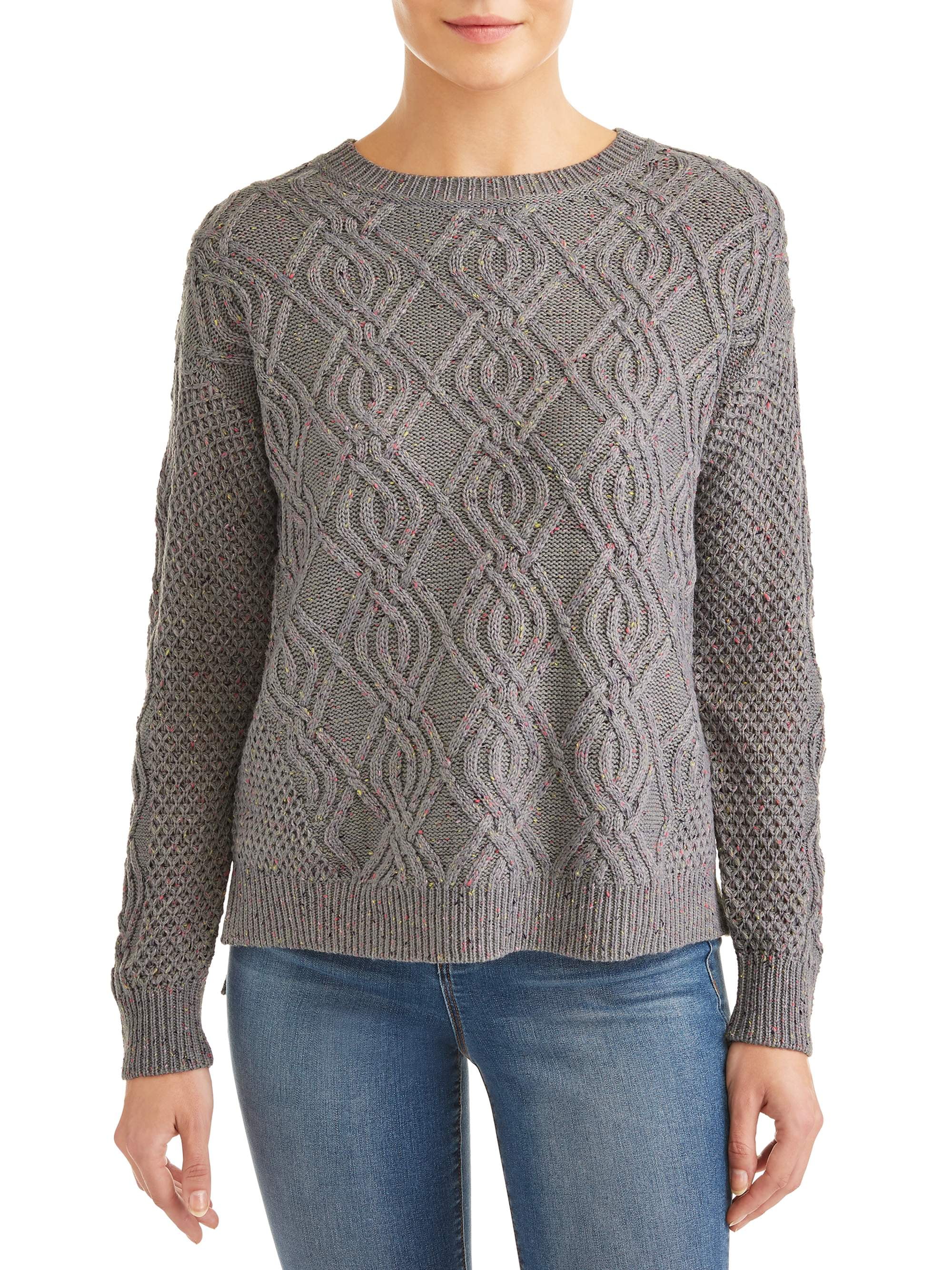 Time and Tru Crewneck Cable Sweater Women's - Walmart.com