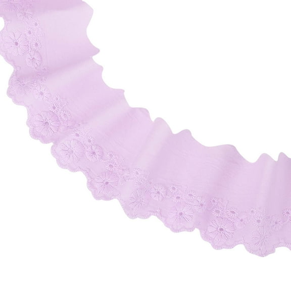 Uxcell 5 Yards Eyelet Lace Trim, 2.17 Inch Floral Lace Ribbon for Sewing Cloth, Purple