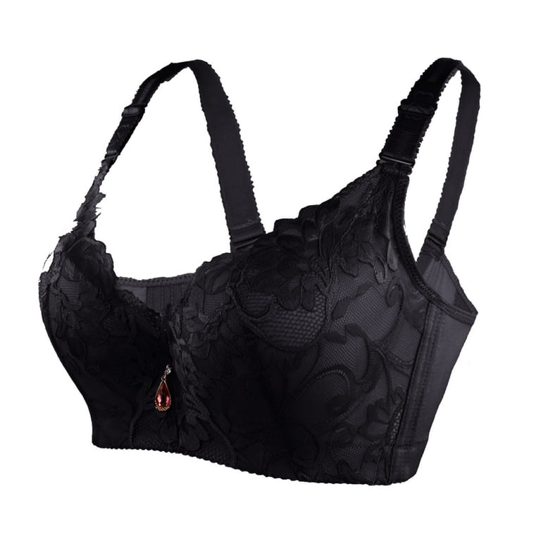 CLZOUD Wide Strap Bras for Women Black Lace Women Full Cup Thin