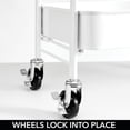 thumbnail image 4 of mDesign Metal 3-Tier Rolling Utility Storage Carts, 4 Caster Wheels, Matte White, 4 of 9