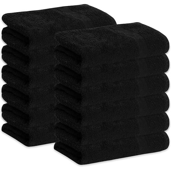 GREEN LIFESTYLE 12 Pack Black Microfiber Bleach Safe Towel Bulk Sets, Premium Spa Quality, Super Soft and Absorbent for Gym, Pool, Spa, Salon and Home