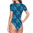 thumbnail image 3 of Uemuo Cute Turtle Pattern Women's One Piece Short Sleeve Swimsuit Rash Guard Surfing Modest Quick-drying Swimsuit Beach Essentials-Small, 3 of 9