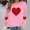 thumbnail image 4 of successthop Zip Up Sweatshirt No Hood Women Heart Casual Crewneck No Hood Clothes Long Sleeve Outfits Vacation Tops S, 4 of 6