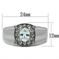 thumbnail image 2 of Mens Ring Silver Oval Cut Unique Stainless Steel Ring with AAA Grade CZ in Clear, 2 of 7