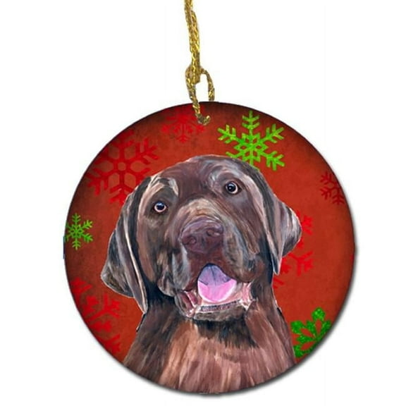 Labrador Red Snowflakes Holiday Christmas Ceramic Ornament