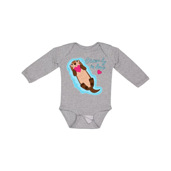 Inktastic Otter-ly in Love-otter with Heart Boys or Girls Long Sleeve Baby Bodysuit