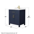 thumbnail image 5 of Wyndham Collection Beckett 30" Wood Single Bathroom Vanity in Dark Blue/Gold, 5 of 6