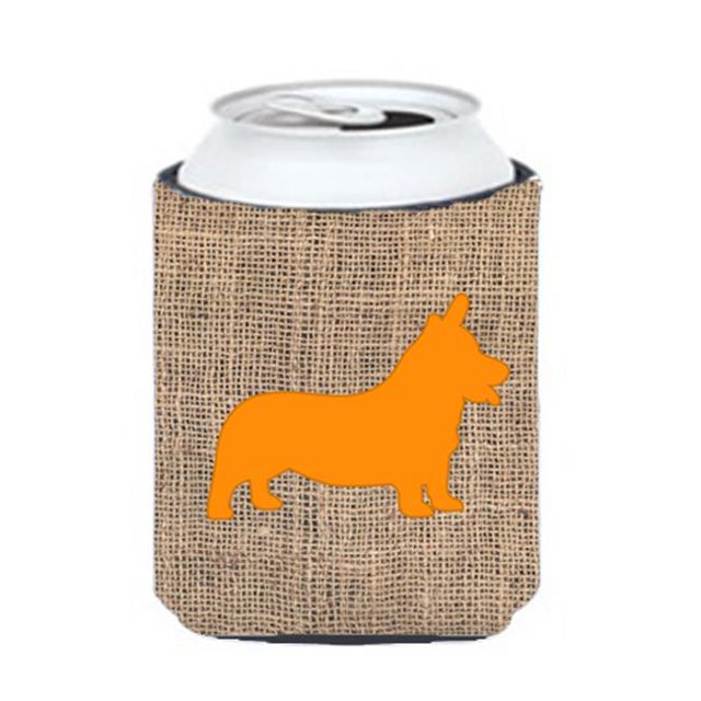 Corgi Burlap And Orange Can Or Bottle Hugger