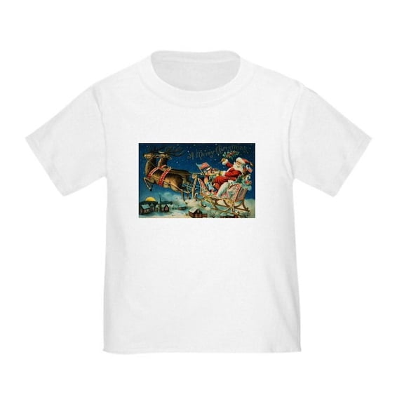 CafePress - Vintage Santa Sleigh T Shirt - Cute Toddler T-Shirt, 100% Cotton