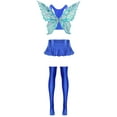 thumbnail image 4 of Eandarui 4 Piece Rave Outfits for Women Glossy Crop Top Miniskirt with Stockings Butterfly and Wings Blue XL, 4 of 5