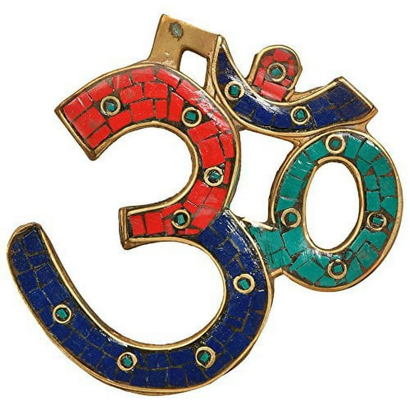 Exotic India OM(AUM) Wall Hanging - Brass with Inlay Statue