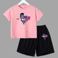 thumbnail image 3 of Conjunto de ropa de verano para niñas y adolescentes, camisetas y pantalones cortos de Anime de lucha para niños y niños, traje de 2 piezas, atuendo informal para niños, chándal, 3 of 5
