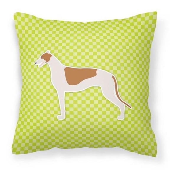 Carolines Treasures BB3805PW1414 Greyhound Checkerboard Green Fabric Decorative Pillow