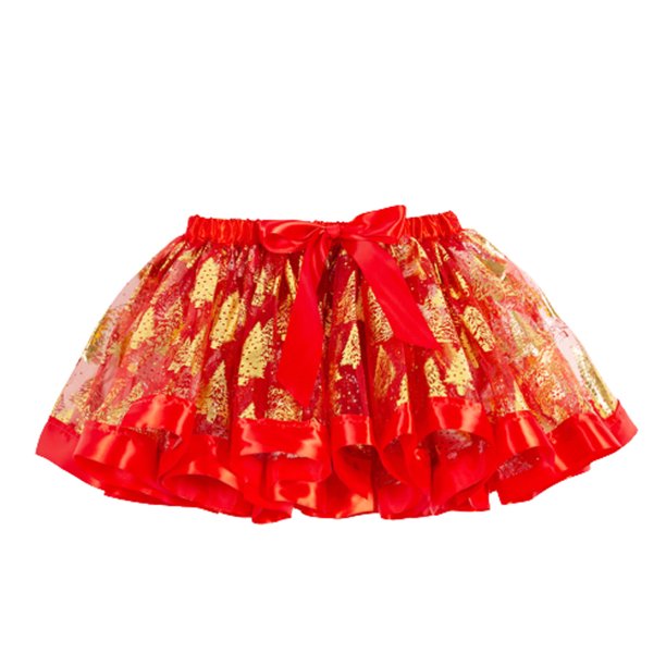 Falda Tutú Odeerbi para Niñas Ropa Navidad Estampado Dibujos Animados Elk Árbol de Navidad Malla Amarillo