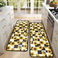 thumbnail image 4 of Sunflower and Checkerboard White Anti Fatigue Kitchen Rugs Set Of 2, Non Slip Washable Decorative Floor Mats for Sink Laundry and Home Use, 17"x47", 4 of 5
