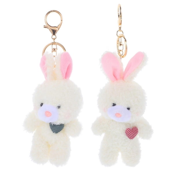 2pcs Plush Bunny Keychain Rabbit Keychain Cartoon Keychain Backpack Charms