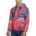 thumbnail image 3 of Honeii Digital Flamingo Vibrant Art Pattern Mens Hoodies Men's Loose Sleeve Sweatshirt,Pullover Hooded Sweatshirt for Men,Essentials Hoodie-4X-Large, 3 of 7