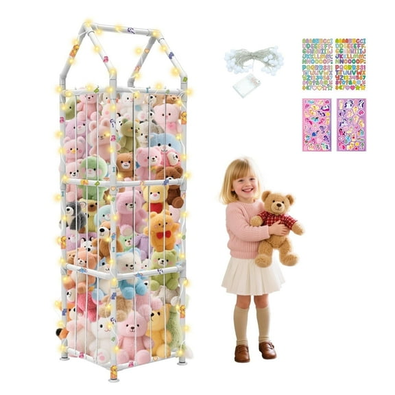 G TALECO GEAR Stuffed Animal Storage, Zoo Toy Storage and Organizer, Toddler Stuffed Animal Holder with Wheels for Nursery Playroom Bedroom, White