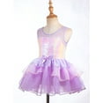 thumbnail image 5 of ZDHoor Girls Sequin Ballet Tutu Dress Sparkly Sleeveless Leotards Ballerina Outfit Dance Costumes Lavender 14, 5 of 7