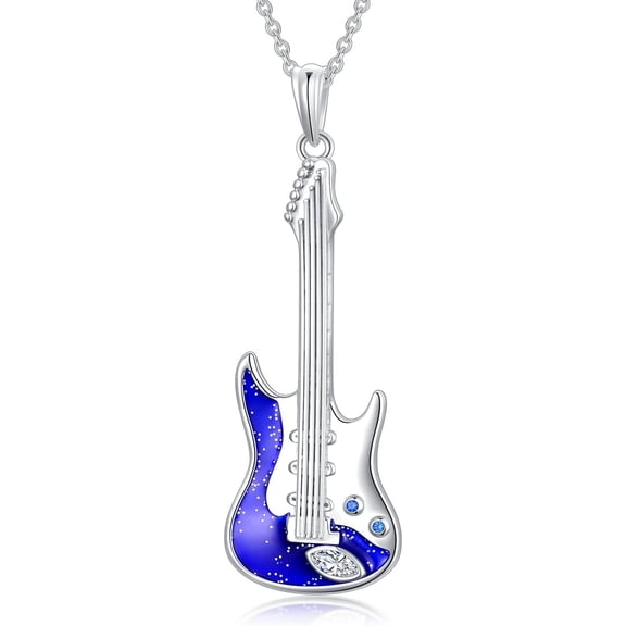 SOULMEET Guitar Necklace 925 Sterling Silver, Music Electric Guitar Pendant Necklace Graduation Gift for Musician Musical Student Women