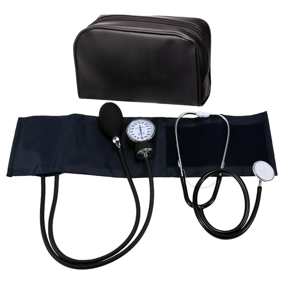 Manual Blood Pressure Monitor for Home Use, Aneroid Sphygmomanometer with Stethoscope Kit & Universal Cuff, Accurate Easy-to-Use Black