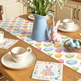 thumbnail image 4 of Hello Easter Table Runner, Watercolor Spring Green Blue Yellow Pink Purple Easter Eggs Cotton Linen Kitchen Table Decoration Washable Dining Tabletop Runners for Home Party Decor 13x108 Inches, 4 of 9