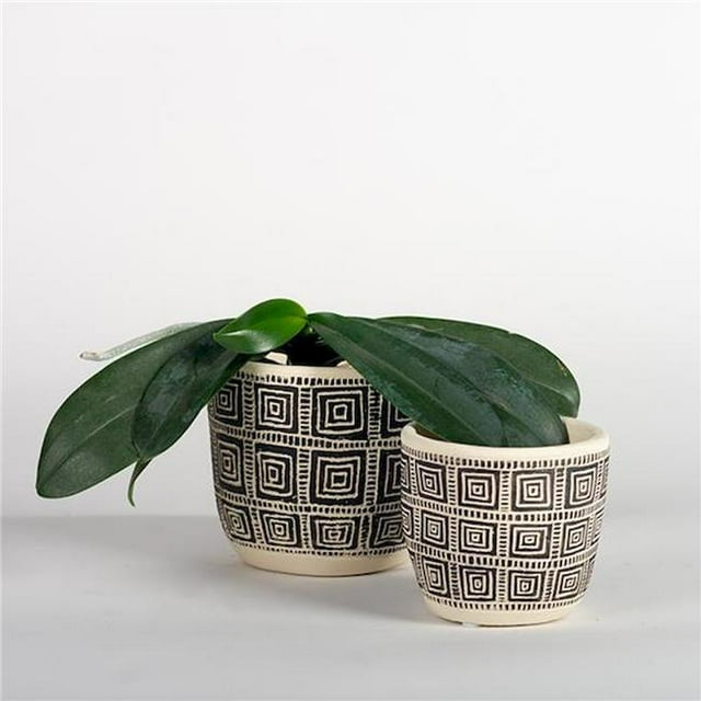Brown & Black Patterned Planters - Set of 2