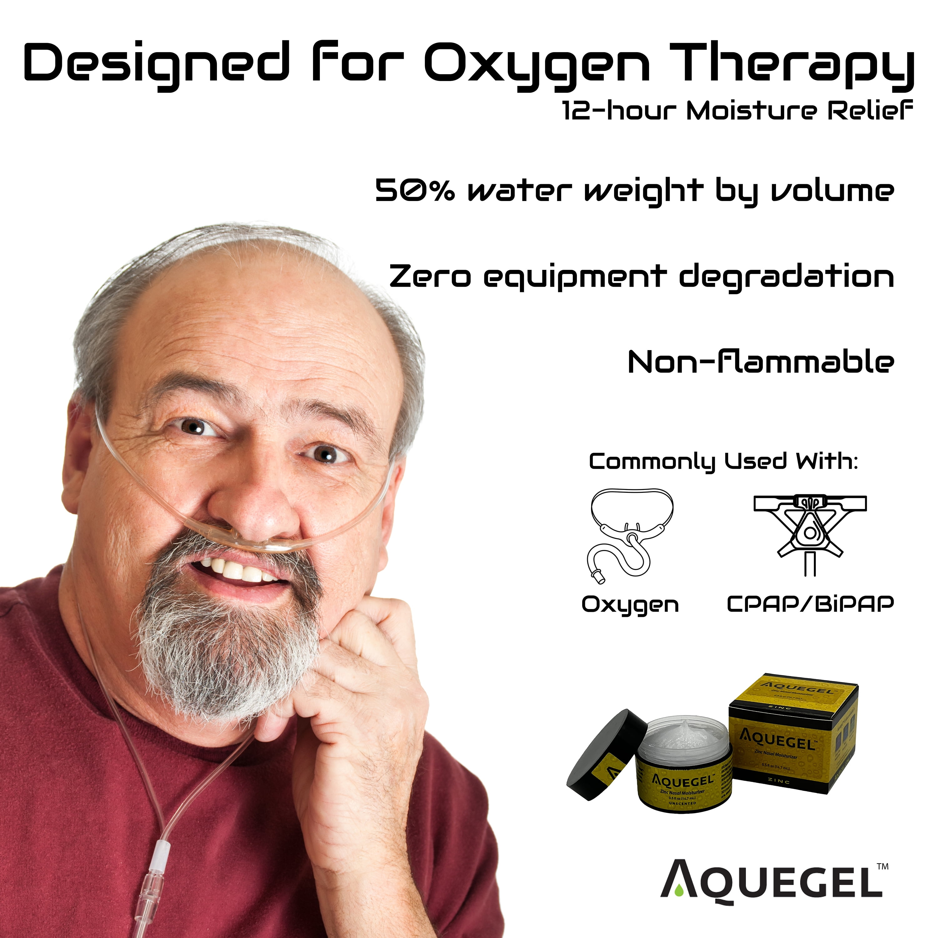 Value Pack (Qty 4) Aquegel Nasal Moisturizer + Zinc, 12-Hour Nasal Moisture Relief, Water Based Nose Gel, Oxygen Therapy, Dry Nose, Nasal Dryness, Nosebleeds, Cannula. Zinc Cold & Flu Therapy