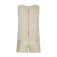 thumbnail image 4 of Womens Summer 2 Piece Outfit Solid Casual Cotton Linen Suits Loose Crew Neck Sleeveless Tops Drawstring Elastic Waist Shorts Pockets(S,Khaki), 4 of 6