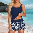 thumbnail image 2 of FDGIU ‌Women's Tummy Control Tankini Bathing Suit Two Piece Ruched Swimwear Floral Print Swimdress with Skirt Modest Coverage for Summer Beach Pool, 2 of 5