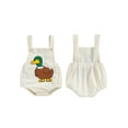 thumbnail image 2 of Suealasg Newborn Baby Girl Summer Outfits Corduroy Sleeveless Duck Embroidery Romper Bodysuit Overalls 3 6 9 12 Months Infant Cute Clothes, 2 of 9