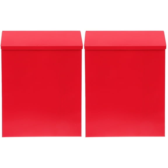 Set of 2 Red Metal Outdoor Mailboxes, Mounted Mailbox for Home, Office, and Residential Use