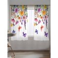 thumbnail image 5 of Sheer Curtains 72 Inches Long, Spring Floral Semi Sheer Curtains Light Filtering Window Treatment, Farmhouse Flowers Butterfly Watercolor Privacy Voile Drapes for Living Room Bedroom 52x72 Inch, 5 of 7