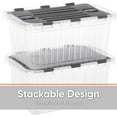 thumbnail image 4 of Superio Clear Storage Boxes with Attached Lids, Plastic Container Bins with Hinged Lids for Organizing, Stackable Crates, BPA Free, Non Toxic Organizers (6 Pack, 17"x11.65"x8.75"), 4 of 6