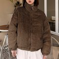 thumbnail image 2 of mihongmao Winter Clothes for Women Winter Fashion Woman Middle Length and Thickened Medium Length Stand-Up Collar Down Cotton Jacket Coat,Womens Plus Size Clearance $5 Coffee L, 2 of 4