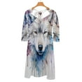 thumbnail image 6 of Watercolor Wolf Portrait Sweetheart Knot Flared Dress Fashion Design Large Size Loose Dress Spring Summer Women Dress, 6 of 9